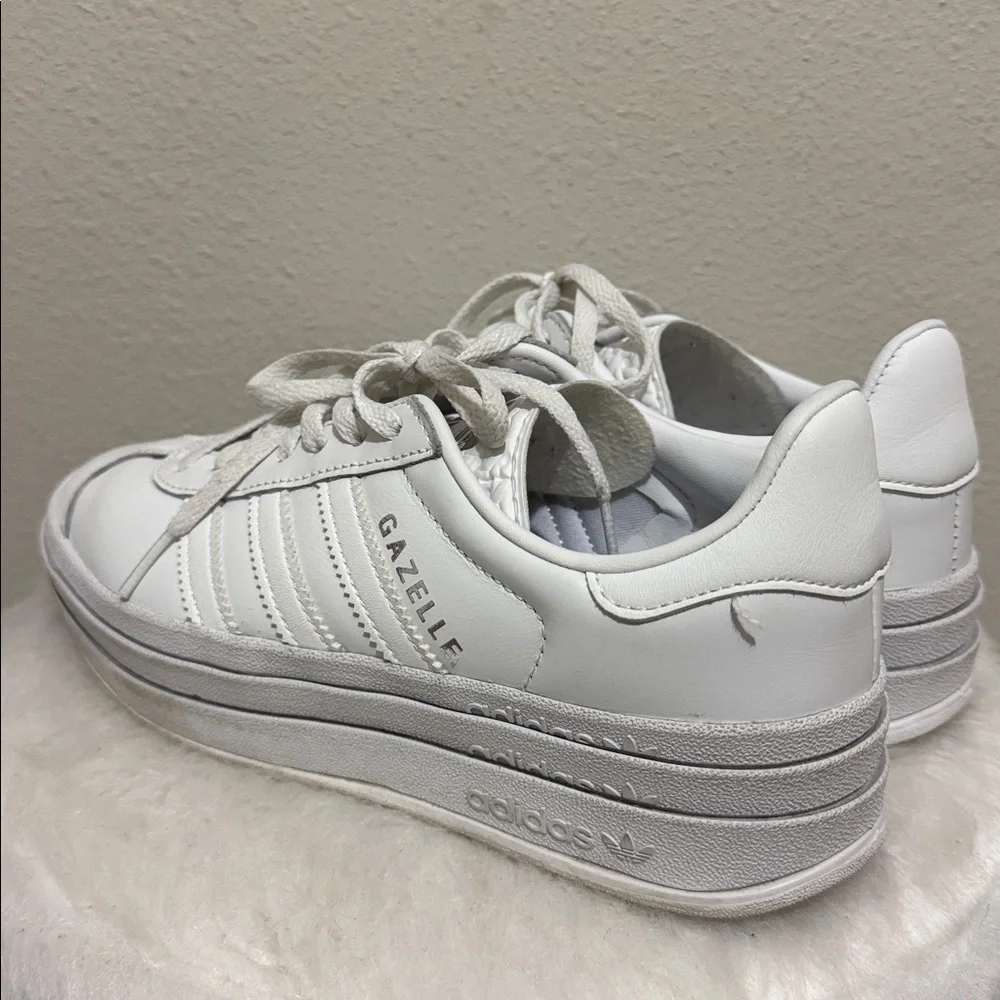 Adidas Gazelle Bold Triple White Platform Unisex Sneakers
